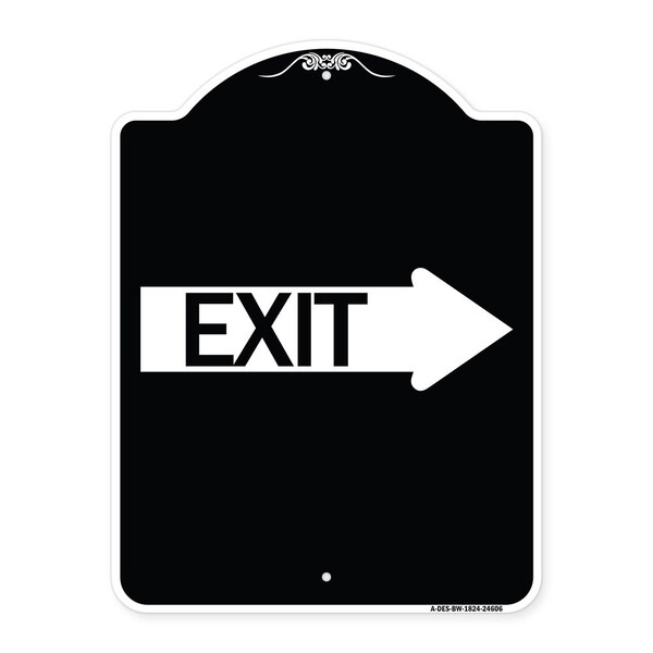 Signmission Exit With Right Arrow Heavy-Gauge Aluminum Architectural Sign, 24" H, 18" L, BW-1824-24606 A-DES-BW-1824-24606 - main